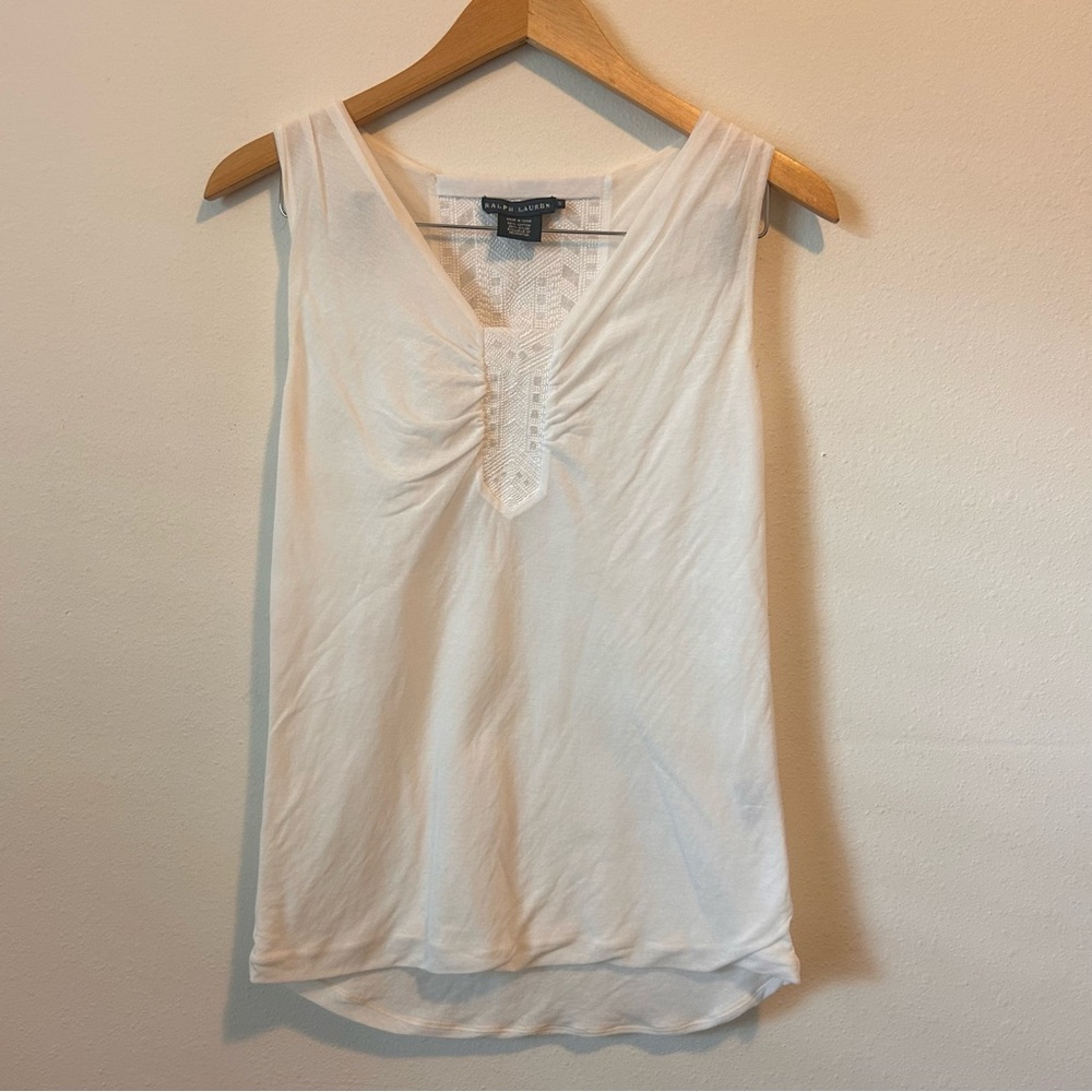 Ralph Lauren Women’s Small White Sleeveless Vneck Blouse